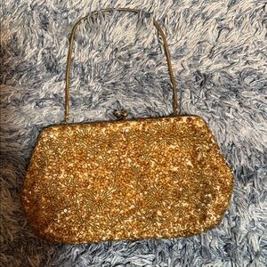 Gold Sequin Evening Clutch Bag